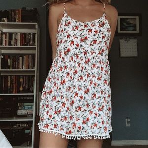 White Floral Mini Babydoll Dress
